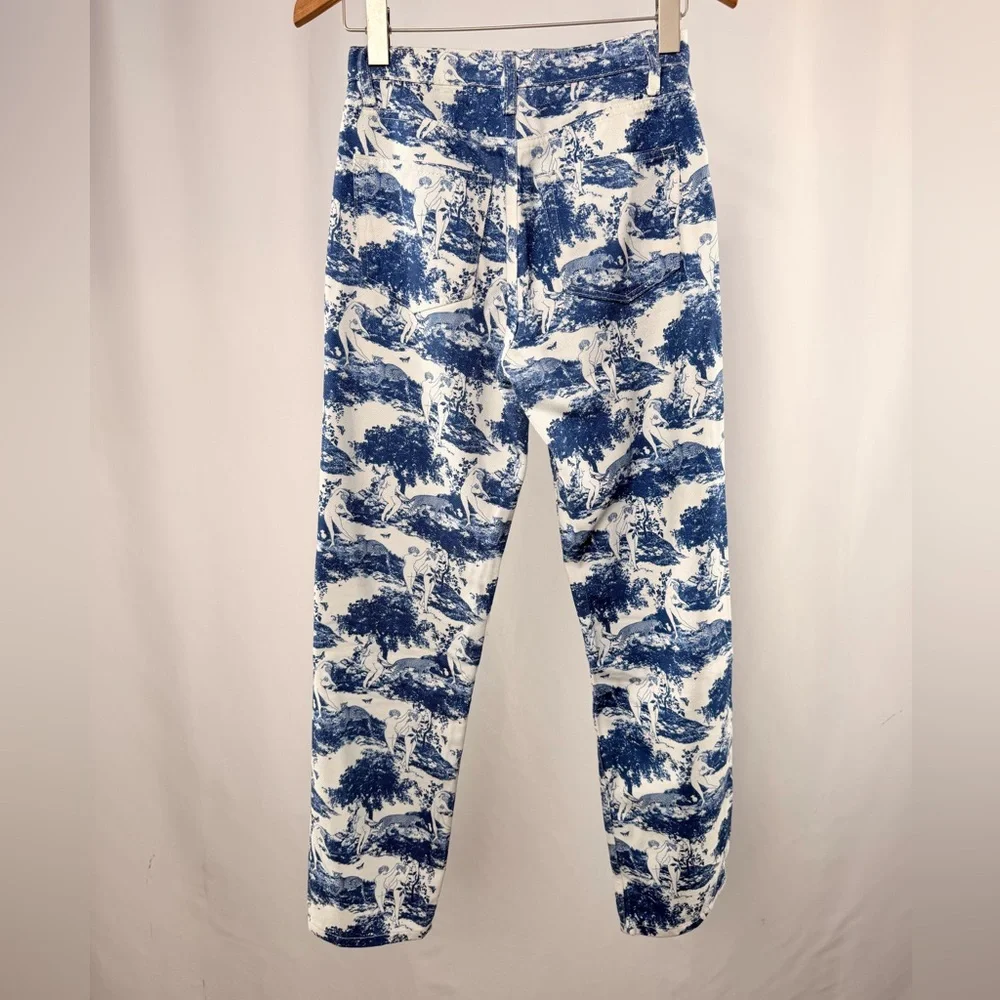 Reformation Pastoral High Rise Straight Jeans in Blue White Size‎ 25 - Picture 7 of 10